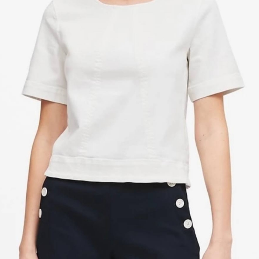 Banana Republic White Denim Cropped Top